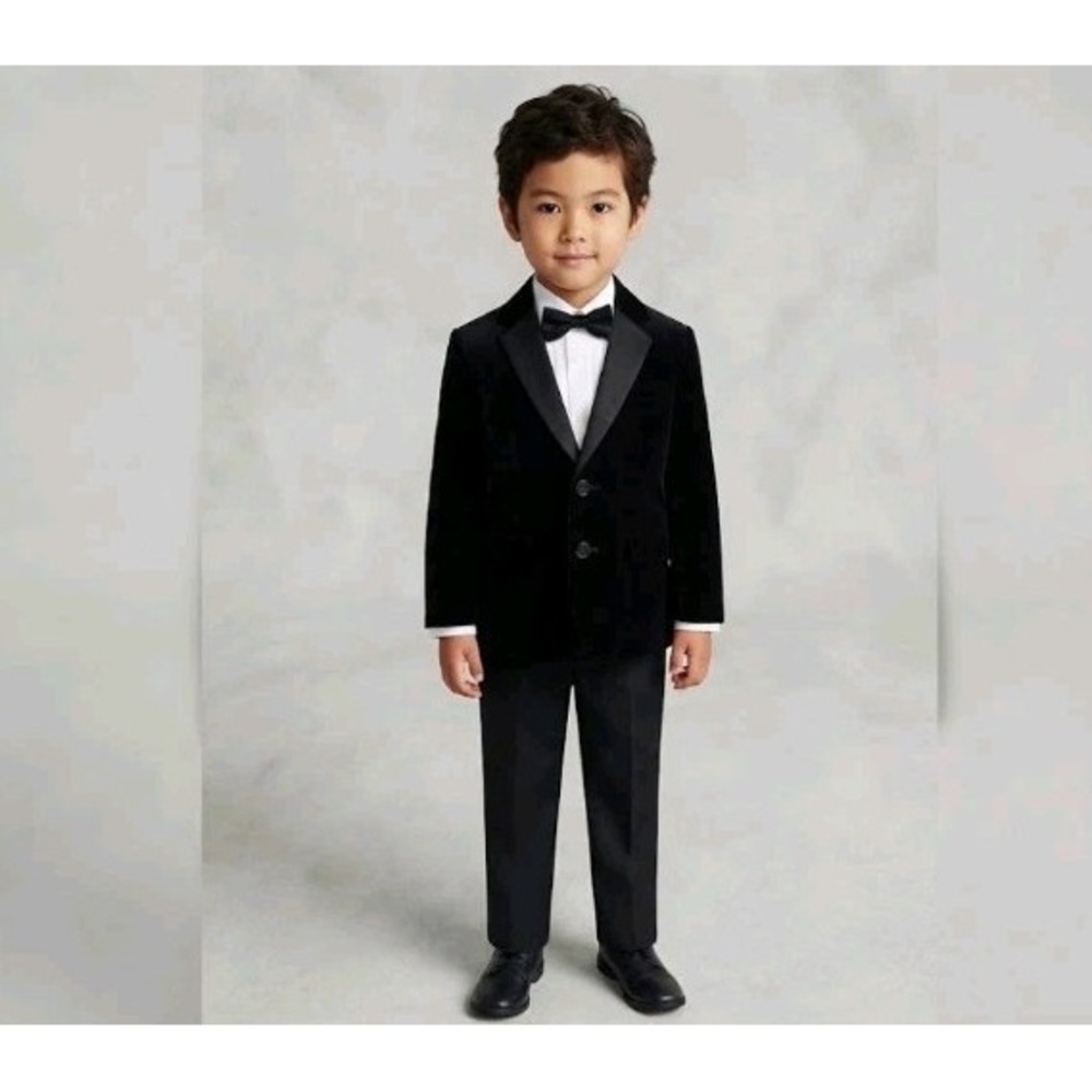 INC International Concepts Boys Black Velvet Blazer Tuxedo Jacket - Size Small